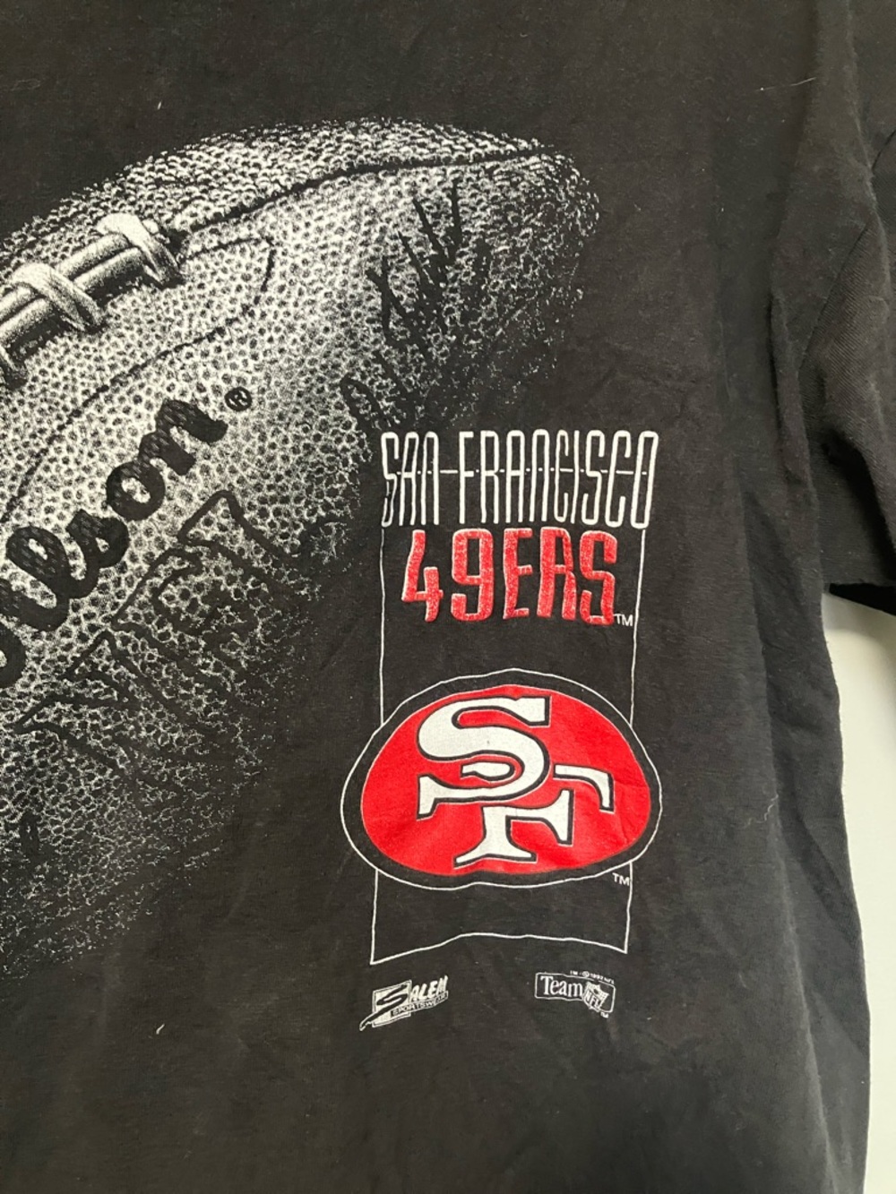 Vintage Salem Sportswear made in USA San Francisco 49ers Black Graphic Tee - Picture 2 of 5